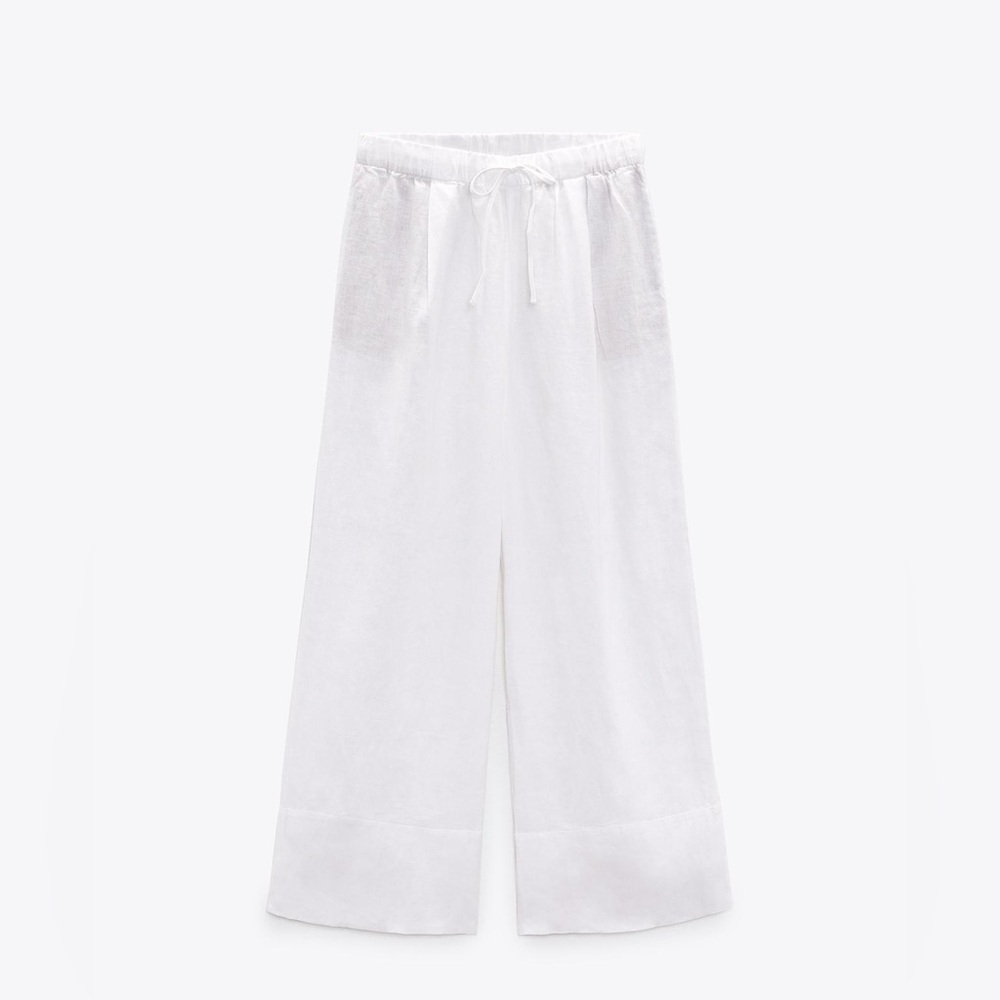 Zara Linen Palazzo Wide Leg Pants